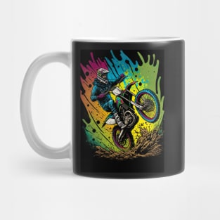 Dirt Bike With colorful Paint Splash Design Mug